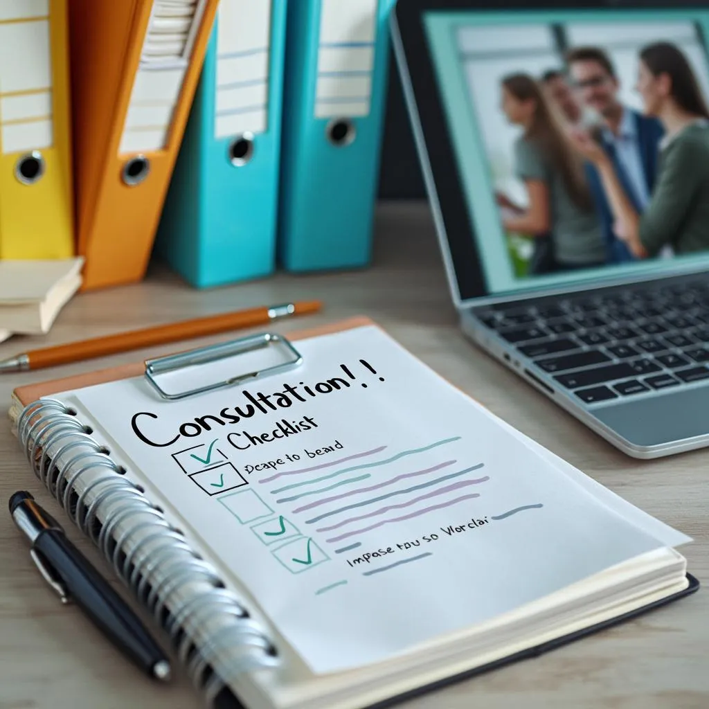 Person preparing for consultation with organized documents