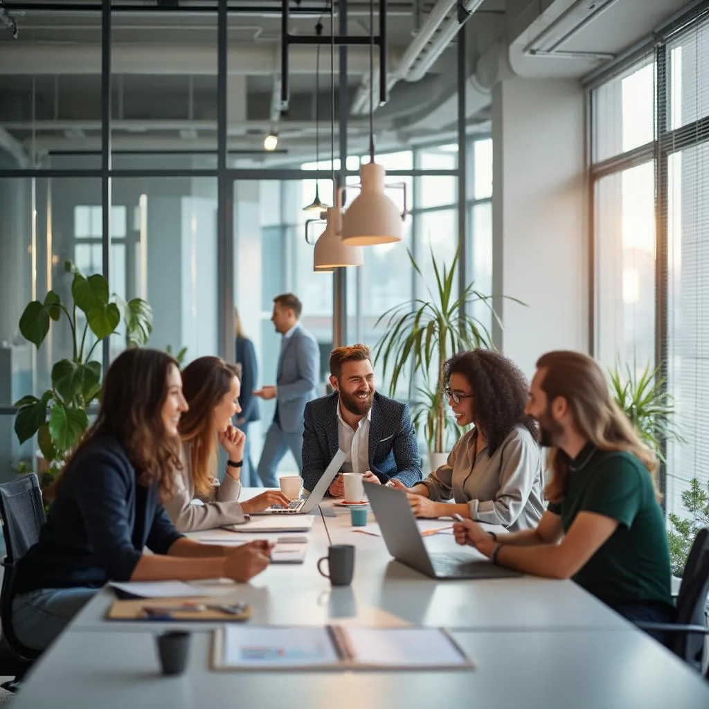 Diverse team of professional consultants collaborating