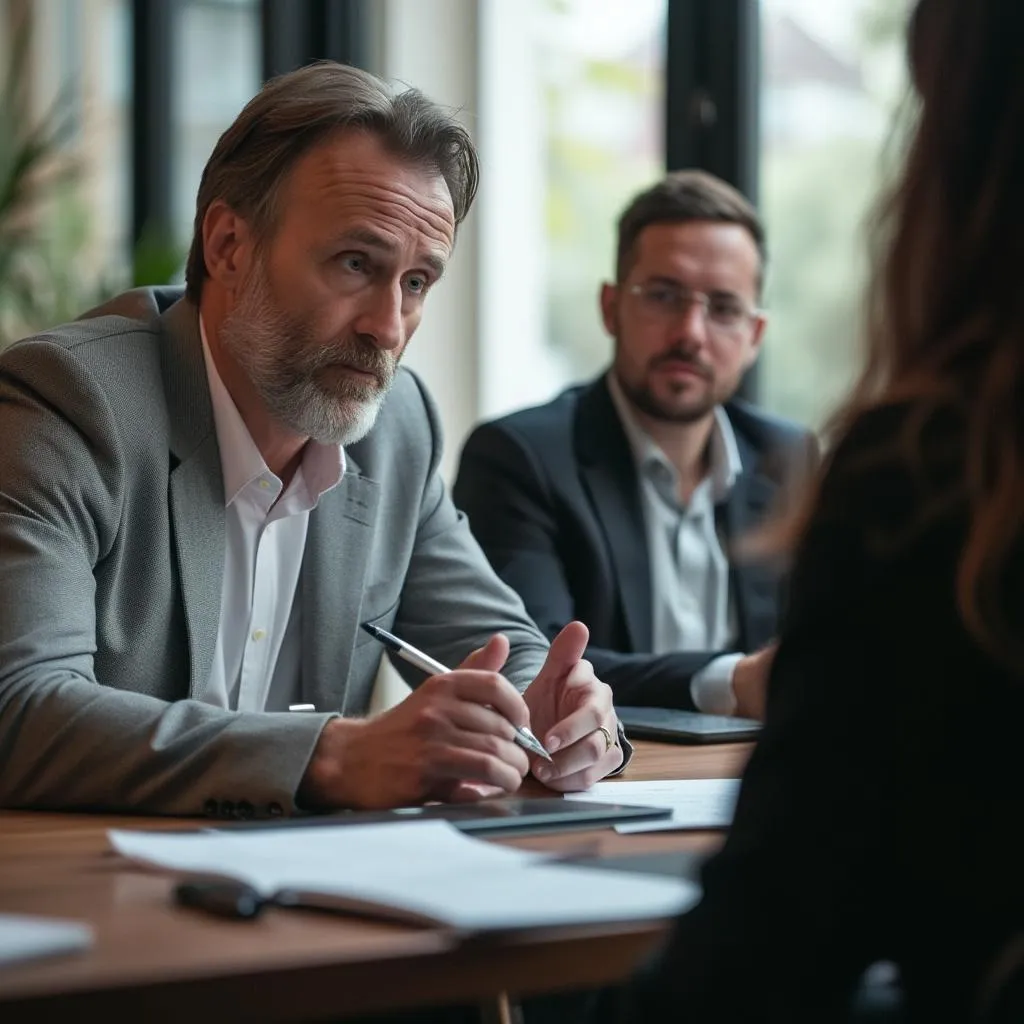 Client taking notes but not engaging in discussion